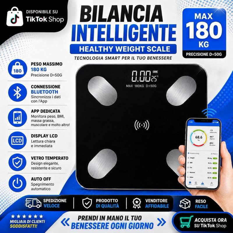Bilancia Pesapersone Digitale Bluetooth Smart LCD 180Kg Precisione App smart