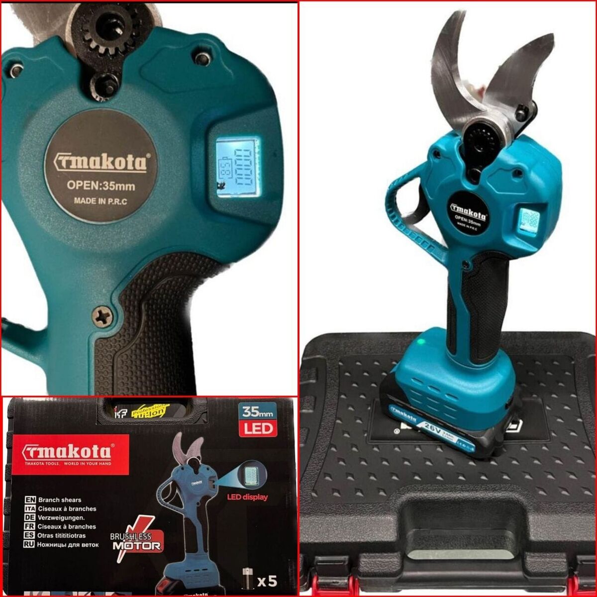 Forbice Cesoia da Potatura 35mm Display Makota 2 Batterie