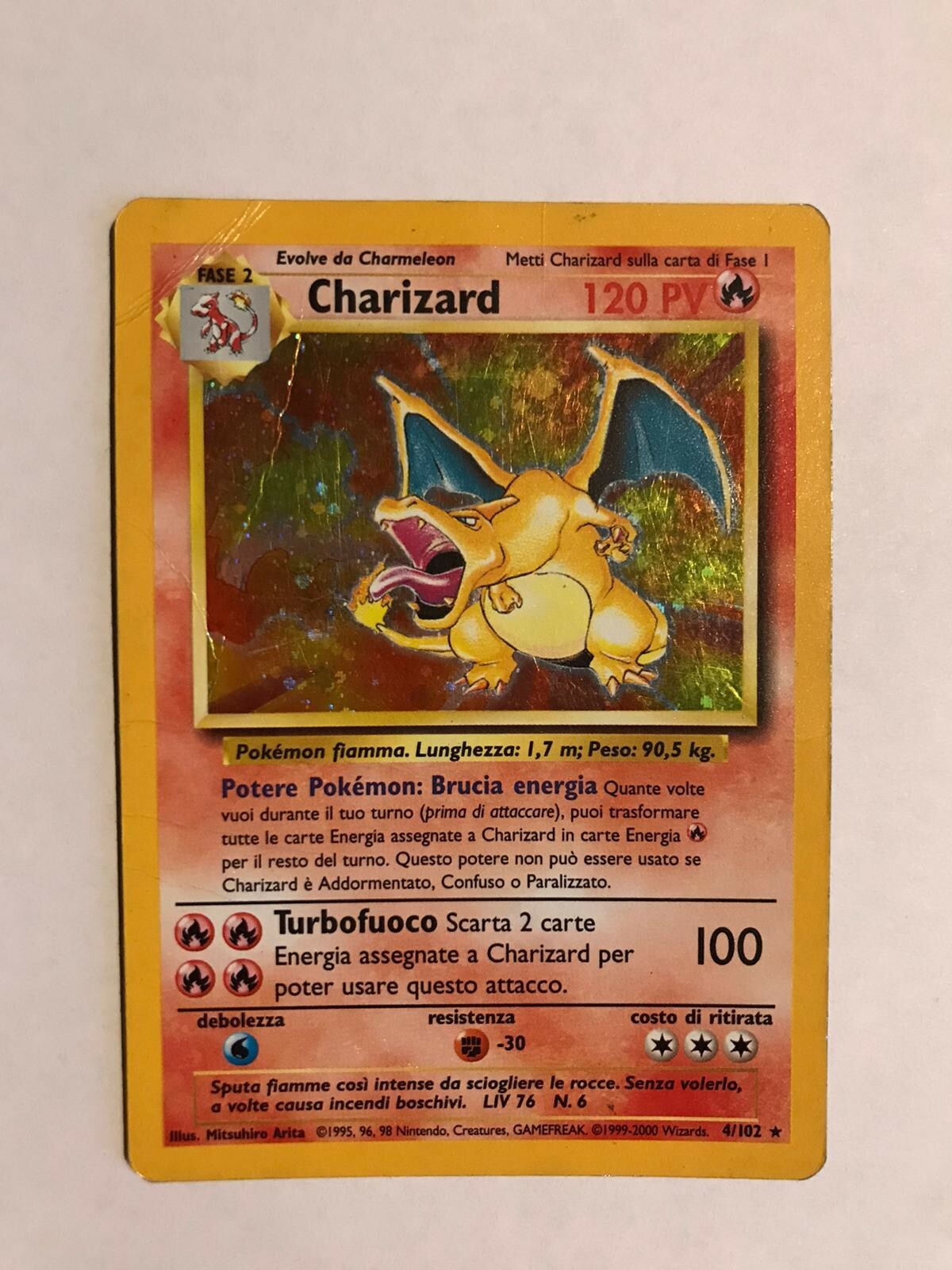 Pokemon Charizard Set Base Carte Pokémon 4/102 ITA Holo Foil Rare