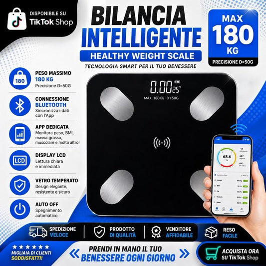 Bilancia Pesapersone Digitale Bluetooth Smart LCD 180Kg Precisione App smart